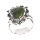 Sz8 SD Navajo green spiderweb Variscite sterling silver ring - Estate Fresh Austin