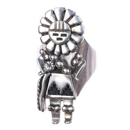 sz7 Herman Vandever Navajo Kachina sunface ring sterling silver - Estate Fresh Austin