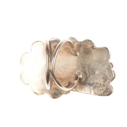 sz11 Large Navajo sterling silver Ceremonial Kingman turquoise ring nice matrix - Estate Fresh Austin