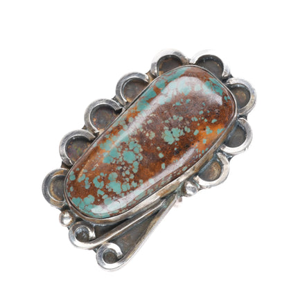 sz11 Large Navajo sterling silver Ceremonial Kingman turquoise ring nice matrix - Estate Fresh Austin