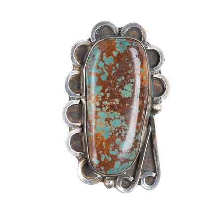 sz11 Large Navajo sterling silver Ceremonial Kingman turquoise ring nice matrix - Estate Fresh Austin