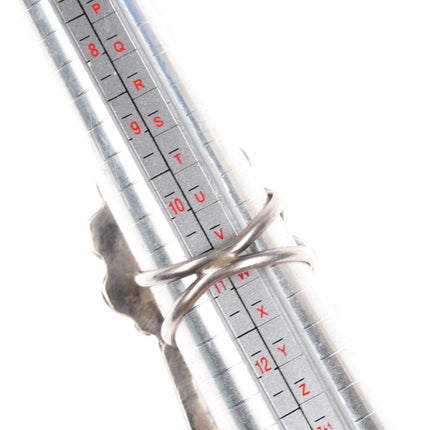 sz11 Large Navajo sterling silver Ceremonial Kingman turquoise ring nice matrix - Estate Fresh Austin