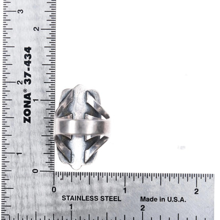 sz7 Vintage Zuni Sterling silver turquoise ring rope edge stamped accents - Estate Fresh Austin