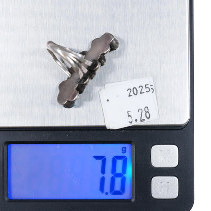 sz6.75 Vintage Zuni Sterling silver turquoise ring 5 stones stamped accents - Estate Fresh Austin