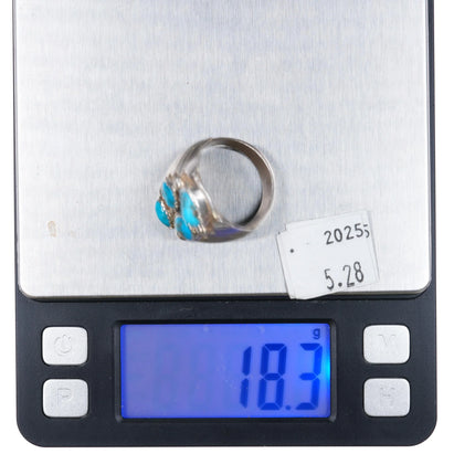 sz11 Vintage Navajo sterling silver turquoise nugget men's ring 4 stone - Estate Fresh Austin