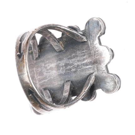 sz6.75 c1940's King's Manassa turquoise Navajo sterling silver snake eye ring - Estate Fresh Austin