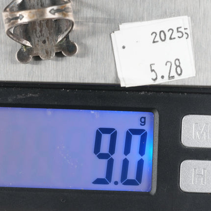 sz6.75 c1940's King's Manassa turquoise Navajo sterling silver snake eye ring - Estate Fresh Austin