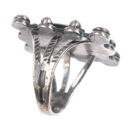 sz6.75 c1940's King's Manassa turquoise Navajo sterling silver snake eye ring - Estate Fresh Austin