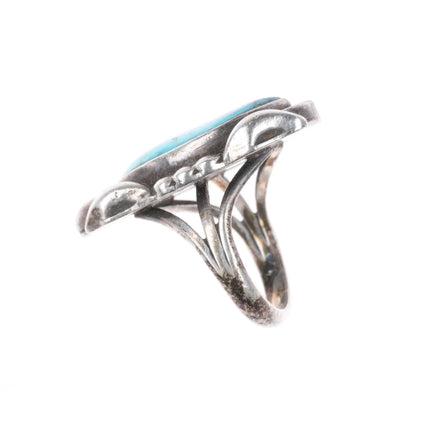 sz6 Vintage Navajo sterling silver turquoise shadowbox ring - Estate Fresh Austin