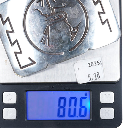 Vintage Navajo Overlay roadrunner belt buckle Native American sterling silver 2" - Estate Fresh Austin