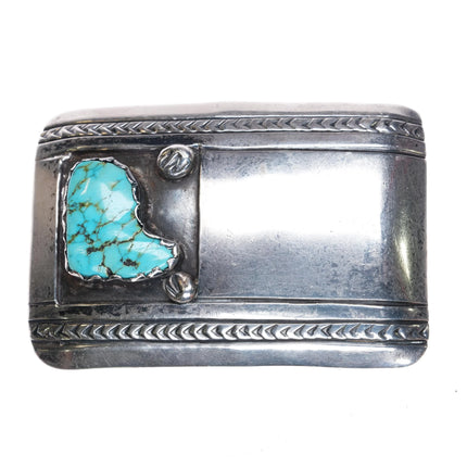 Vintage Navajo sterling silver Boot form turquoise belt buckle - Estate Fresh Austin