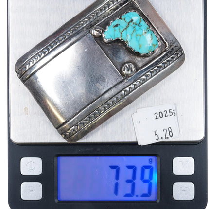 Vintage Navajo sterling silver Boot form turquoise belt buckle - Estate Fresh Austin