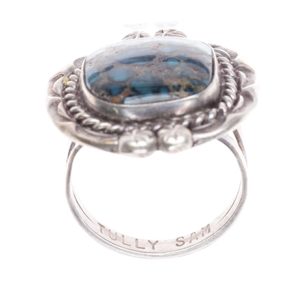 sz7.5 Tully Sam Navajo 60's-70's sterling silver ring with nice turquoise - Estate Fresh Austin