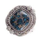 sz7.5 Tully Sam Navajo 60's-70's sterling silver ring with nice turquoise - Estate Fresh Austin