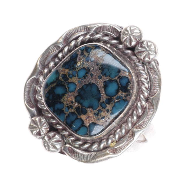 sz7.5 Tully Sam Navajo 60's-70's sterling silver ring with nice turquoise - Estate Fresh Austin