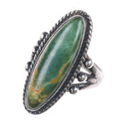 sz6 40's-50's Navajo Cerrillos turquoise sterling silver beaded sides ring - Estate Fresh Austin