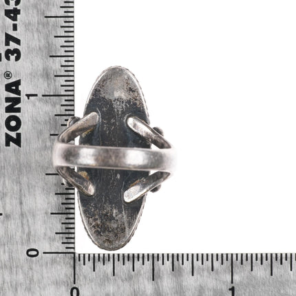 sz6 40's-50's Navajo Cerrillos turquoise sterling silver beaded sides ring - Estate Fresh Austin