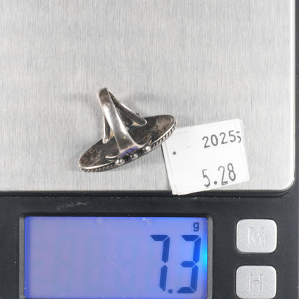 sz6 40's-50's Navajo Cerrillos turquoise sterling silver beaded sides ring - Estate Fresh Austin