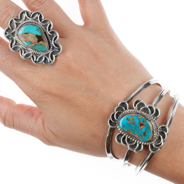 Vintage Navajo sterling silver Necklace, earrings, 6.5" Cuff bracelet sz8.5 Ring - Estate Fresh Austin