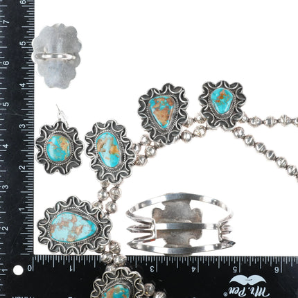 Vintage Navajo sterling silver Necklace, earrings, 6.5" Cuff bracelet sz8.5 Ring - Estate Fresh Austin