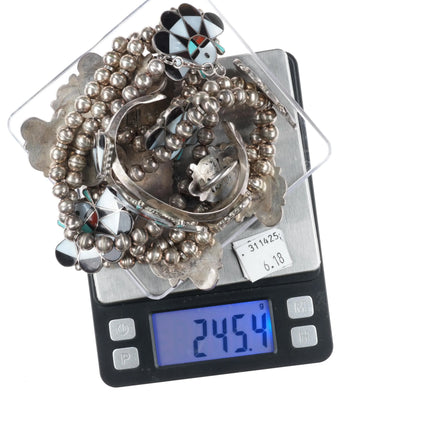 Vintage William Zunie sterling silver sunface squash blossom Cuff bracelet Ring - Estate Fresh Austin