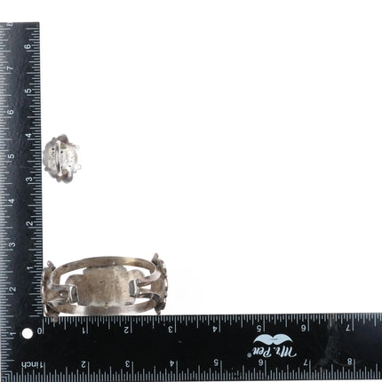 Vintage William Zunie sterling silver sunface squash blossom Cuff bracelet Ring - Estate Fresh Austin