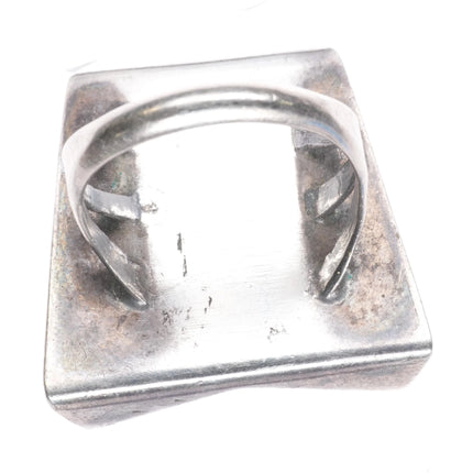 sz7 Vintage Navajo overlay wave/water turquoise inlaid sides ring - Estate Fresh Austin