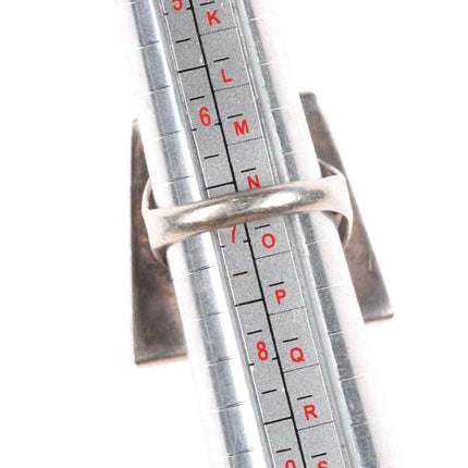 sz7 Vintage Navajo overlay wave/water turquoise inlaid sides ring - Estate Fresh Austin