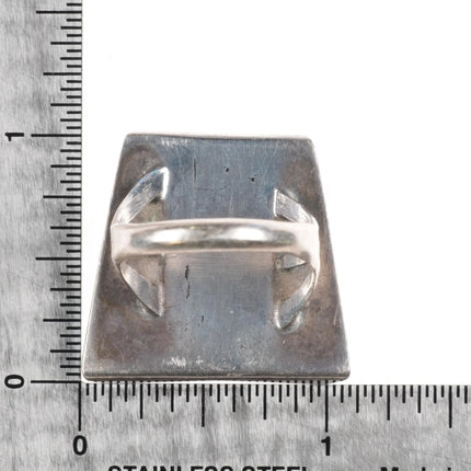 sz7 Vintage Navajo overlay wave/water turquoise inlaid sides ring - Estate Fresh Austin