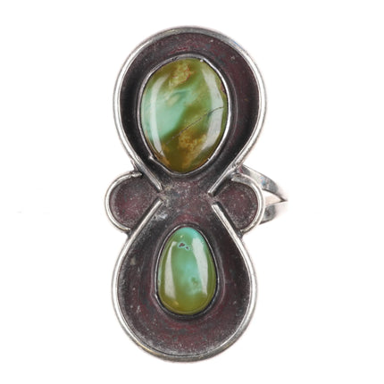 sz8 Vintage 50's-60's Navajo shadowbox sterling silver Royston turquoise ring - Estate Fresh Austin