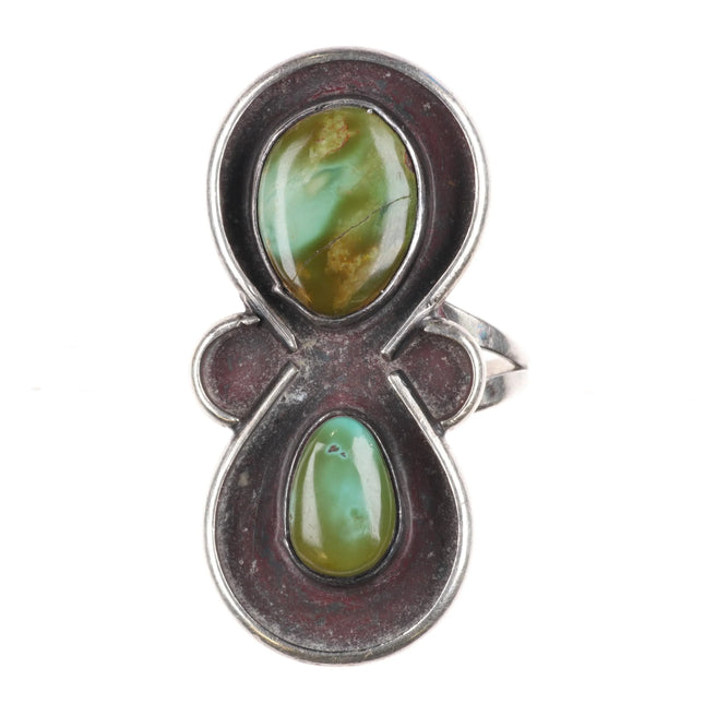 sz8 Vintage 50's-60's Navajo shadowbox sterling silver Royston turquoise ring - Estate Fresh Austin