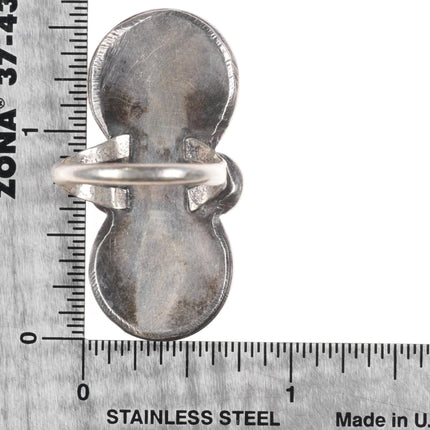 sz8 Vintage 50's-60's Navajo shadowbox sterling silver Royston turquoise ring - Estate Fresh Austin