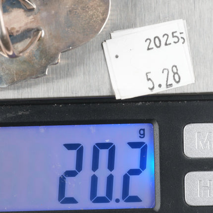 sz7.5 Large 1970's Navajo sterling silver long turquoise ring brown matrix - Estate Fresh Austin