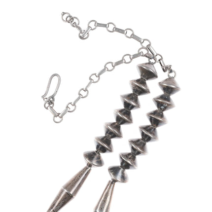 Vintage Navajo tube beads cast silver necklace w/ high grade turquoise - Estate Fresh Austin