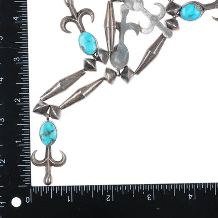 Vintage Navajo tube beads cast silver necklace w/ high grade turquoise - Estate Fresh Austin