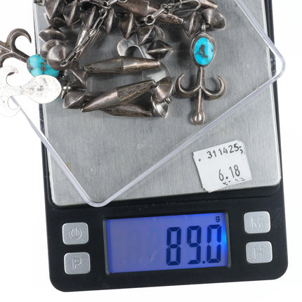 Vintage Navajo tube beads cast silver necklace w/ high grade turquoise - Estate Fresh Austin