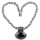 Retro Mexican sterling silver beaded necklace w/ modernist onyx pendant - Estate Fresh Austin