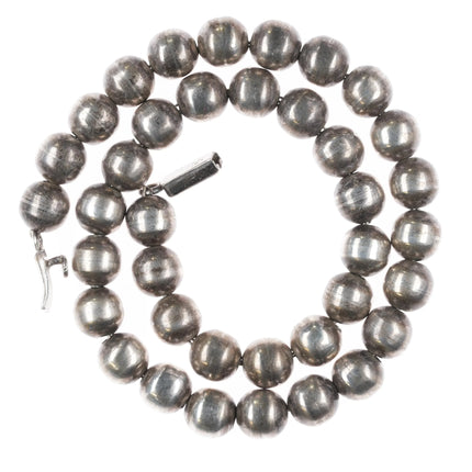 Retro Mexican sterling silver beaded necklace w/ modernist onyx pendant - Estate Fresh Austin