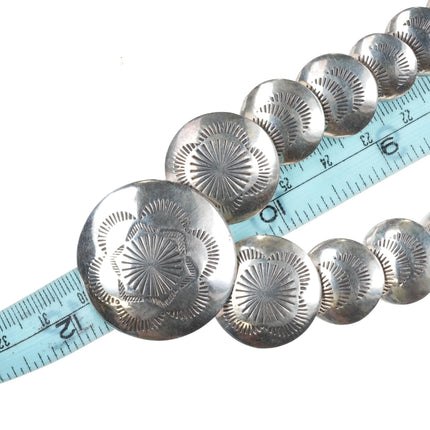 Vintage Southwestern sterling silver pillow bead necklace w/stamped design - Estate Fresh Austin