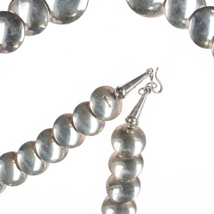 Vintage Southwestern sterling silver pillow bead necklace w/stamped design - Estate Fresh Austin