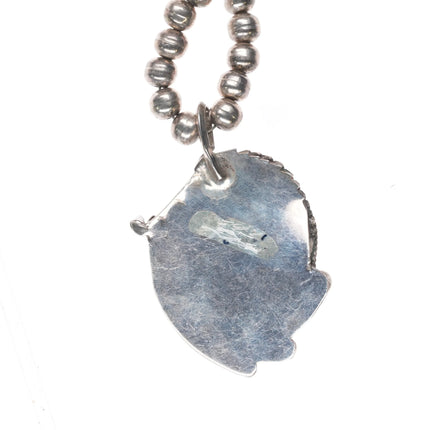 1970's Vintage Navajo sterling silver and turquoise pendant beaded necklace - Estate Fresh Austin