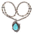 1970's Vintage Navajo sterling silver and turquoise pendant beaded necklace - Estate Fresh Austin