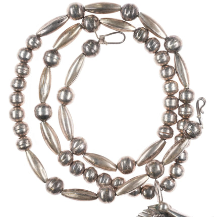 1970's Vintage Navajo sterling silver and turquoise pendant beaded necklace - Estate Fresh Austin