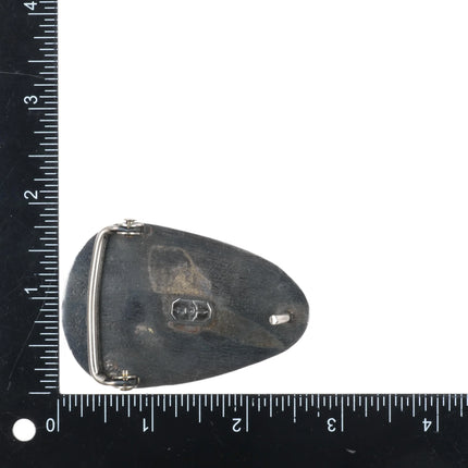 Preston Monongye Hopi Sterling silver turquoise coral bear tufa cast belt buckle - Estate Fresh Austin