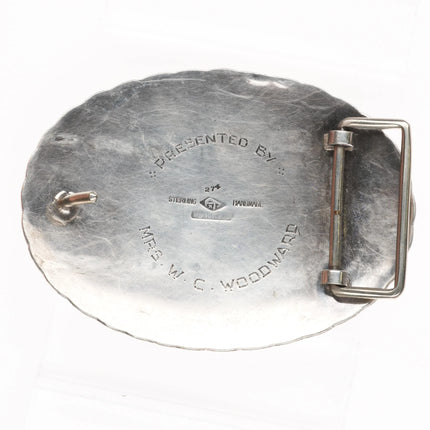 Carl Poul Petersen Canadian Sterling silver Cutting Horse Rodeo Belt buckle - Estate Fresh Austin