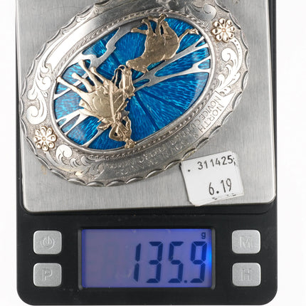 Carl Poul Petersen Canadian Sterling silver Cutting Horse Rodeo Belt buckle - Estate Fresh Austin