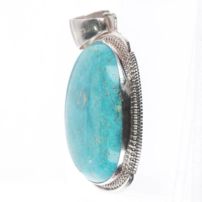 Large KW Southwestern sterling silver and turquoise necklace pendant - Estate Fresh Austin