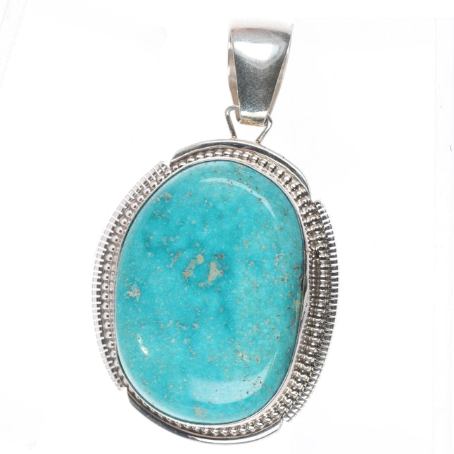 Large KW Southwestern sterling silver and turquoise necklace pendant - Estate Fresh Austin