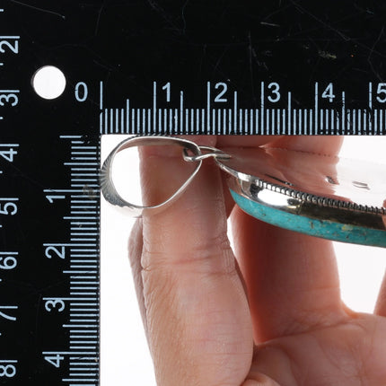 Large KW Southwestern sterling silver and turquoise necklace pendant - Estate Fresh Austin