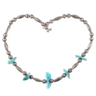 1970's Navajo sterling silver bead choker necklace with turquoise stones - Estate Fresh Austin